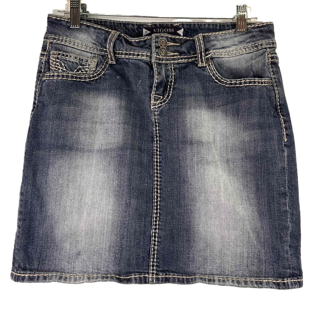 Vigoss Blue Faded Fit Denim Skirt Size 29 / 7